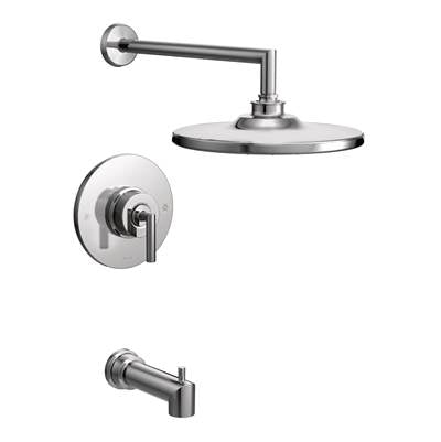 Moen TS22003- Arris Posi-Temp Pressure Balancing Modern Tub and Shower Trim Kit with 10-Inch Rainshower, Valve Required, Chrome