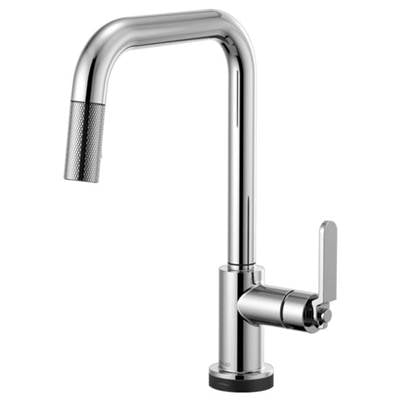 Brizo 64054LF-PC- Square Spout Pull-Down With Smarttouch, Industrial Handle | FaucetExpress.ca