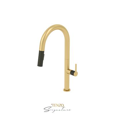 Tenzo CA130-BG-MB- Single-Handle Kitchen Faucet Calozy With Pull-Down & 2-Function Hand Shower Brushed Gold / Matte Black
