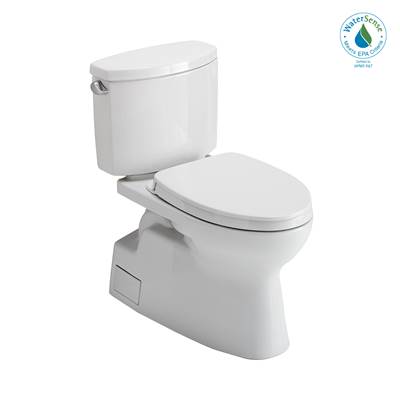 Toto MS474124CEFG#01- Toto Vespin Ii Two-Piece Elongated 1.28 Gpf Universal Height Toilet With Cefiontect And Ss124 Softclose Seat Washlet+ Ready Cotton White