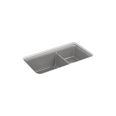 Kohler 8204-CM4- Cairn® 33-1/2'' x 18-5/16'' x 10-1/8'' Neoroc® undermount double-bowl large/medium kitchen sink with rack | FaucetExpress.ca