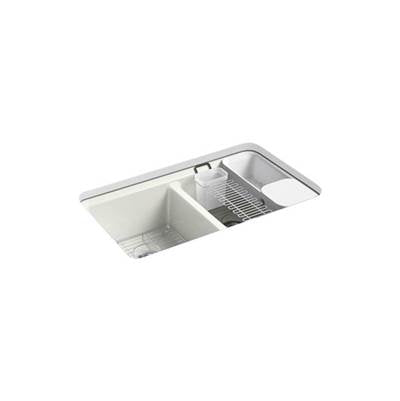 Kohler 8679-5UA3-NY- Riverby® 33'' x 22'' x 9-5/8'' Undermount double-equal kitchen sink with accessories and 5 oversized faucet holes | FaucetExpress.ca