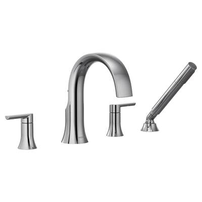 Moen TS984- Doux 2-Handle Deck Mount Roman Tub Faucet Trim Kit with Hand shower in Chrome (Valve Not Included)