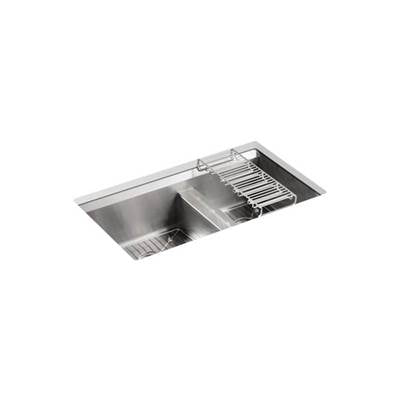 Kohler 3672-NA- 8 Degree 33'' x 18'' x 10-3/16'' Undermount double-bowl large/medium kitchen sink | FaucetExpress.ca