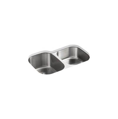 Kohler 3150-NA- Undertone® 31'' x 20-1/8'' x 9-1/2'' Undermount large/medium double-bowl kitchen sink | FaucetExpress.ca