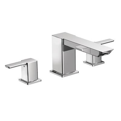 Moen TS903- 90-Degree 2-Handle Deck-Mount High-Arc Roman Tub Faucet Trim Kit in Chrome (Valve Not Included)