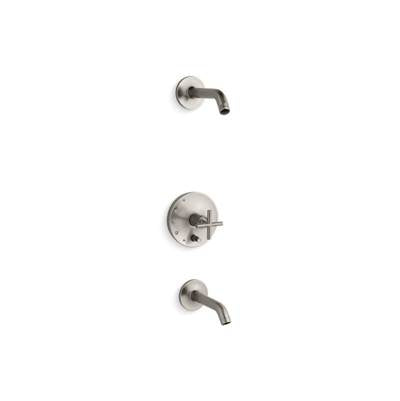 Kohler T14420-3L-BN- Purist® Rite-Temp(R) bath and shower trim set with push-button diverter and cross handle, less showerhead | FaucetExpress.ca