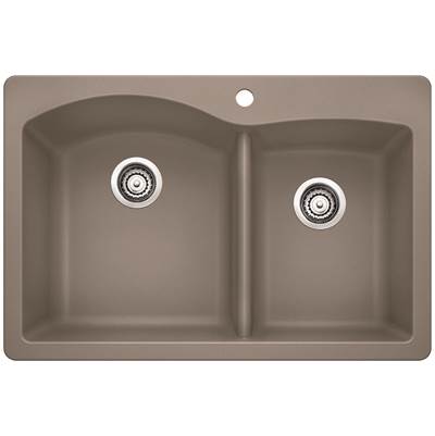 Blanco 401153- DIAMOND 1¾ Double Bowl Drop-in Sink, SILGRANIT®, Truffle | FaucetExpress.ca