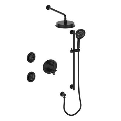 Vogt SET.Z3.320.710.MB- Zehn 3-Way Thermostatic Set with Jets Matte Black