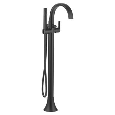 Moen S3105BL- Doux 1-Handle Floor Mount Bath Filler with Hand Shower in Matte Black