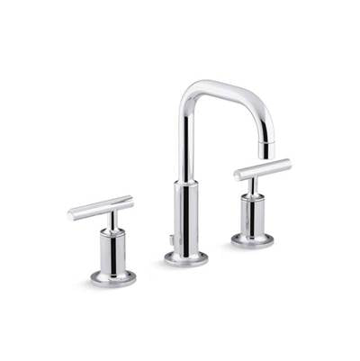 Kohler 14406-4-CP- Purist® Widespread bathroom sink faucet with low lever handles and low gooseneck spout | FaucetExpress.ca