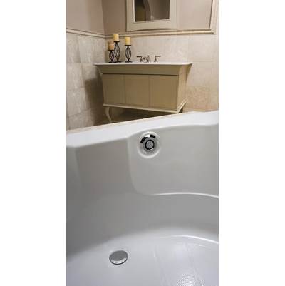 Geberit 151.603.21.1- Geberit bathtub drain with push actuation PushControl, 17-24'' PP, with ready-to-fit-set trim kit: bright chrome-plated | FaucetExpress.ca
