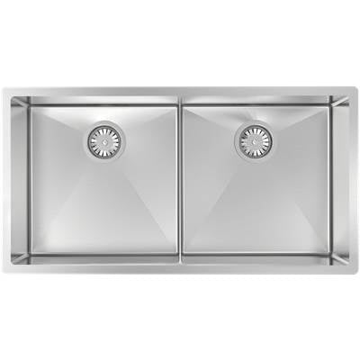 Zomodo CAC406D3- Cayman, Lrg Double 50/50 Sink - Undermount, 16ga, R10 - FaucetExpress.ca