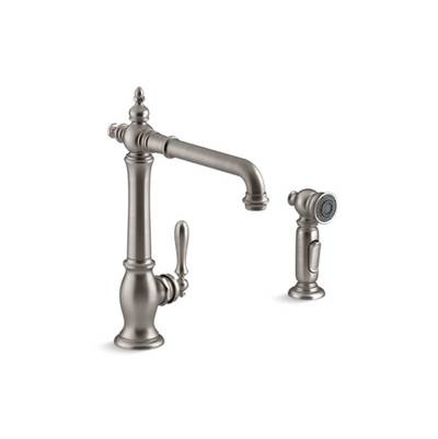 Kohler 99265-VS- Artifacts® 2-hole kitchen sink faucet with 13-1/2'' swing spout and matching finish two-function sidespray with Sweep and BerrySoft s | FaucetExpress.ca