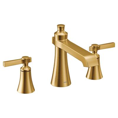 Moen TS926BG- Flara 2-Handle Deck Mount Lever Handle Roman Tub Faucet Trim Kit, Valve Required, Brushed Gold