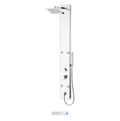 Tenzo ETZG-53-WT - Shower Col. Tempered Glass Evolo [Sh. Head 4 Jets Diverter Spout] Pres. Balanced/Div. White