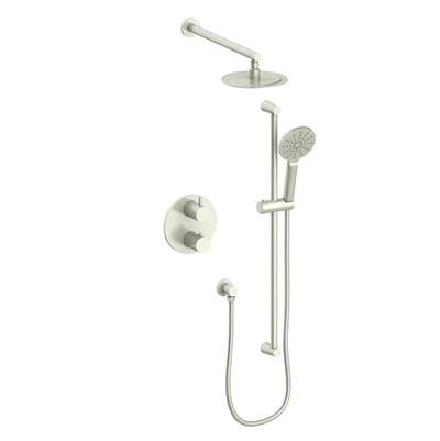 Vogt SET.WL.220.214.BN- Worgl 2-Way Thermostatic Set - Rainhead and Handheld - 4' Ceiling Arm Brushed Nickel