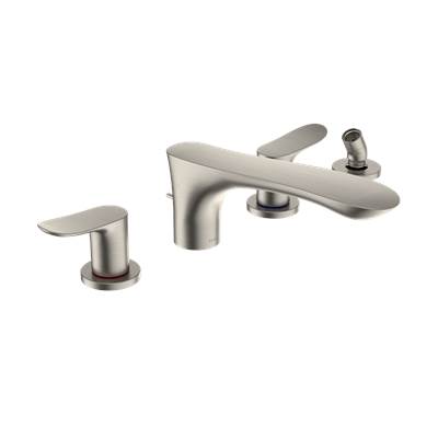 Toto TBG01202U#BN- TOTO GO Two-Handle Deck-Mount Roman Tub Filler Trim with Handshower, Brushed Nickel | FaucetExpress.ca