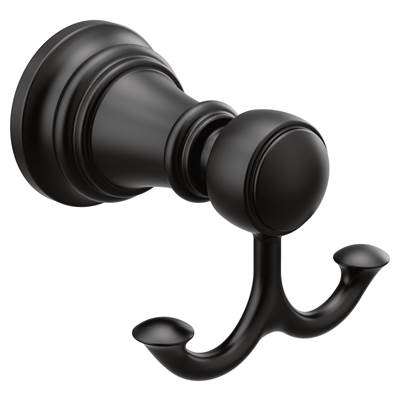 Moen YB8403BL- Weymouth Matte Black Double Robe Hook