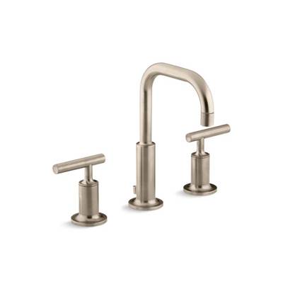 Kohler 14406-4-BV- Purist® Widespread bathroom sink faucet with low lever handles and low gooseneck spout | FaucetExpress.ca