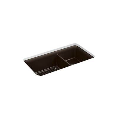 Kohler 8204-CM2- Cairn® 33-1/2'' x 18-5/16'' x 10-1/8'' Neoroc® undermount double-bowl large/medium kitchen sink with rack | FaucetExpress.ca