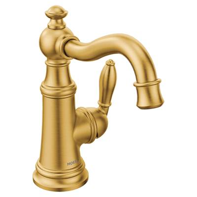 Moen S42107BG- Weymouth Single Hole 1-Handle High-Arc Bathroom Faucet in Brushed Gold - FaucetExpress.ca