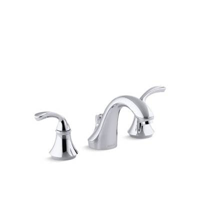 Kohler 10269-4-CP- Forté® Widespread commercial bathroom sink faucet with sculpted lever handles, metal drain, red/blue indexing and vandal-resistant aerator | FaucetExpress.ca