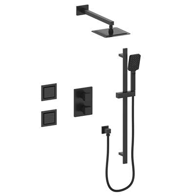 Vogt SET.KG.320.710.MB- Kapfenberg 3-Way Thermostatic Shower Set with Body Jets Matte Black