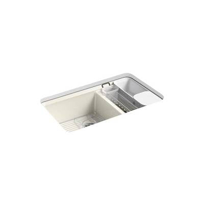 Kohler 8669-5UA3-96- Riverby® 33'' x 22'' x 9-5/8'' Undermount large/medium double-bowl kitchen sink with accessories and 5 oversized faucet holes | FaucetExpress.ca