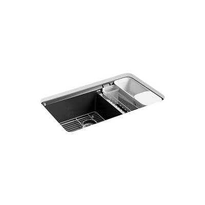 Kohler 8669-5UA3-7- Riverby® 33'' x 22'' x 9-5/8'' Undermount large/medium double-bowl kitchen sink with accessories and 5 oversized faucet holes | FaucetExpress.ca