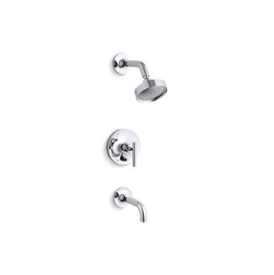 Kohler T14421-4-CP- Purist® Rite-Temp® pressure-balancing bath and shower trim set with push-button diverter, 7-3/4'' spout and lever handle, valve not included | FaucetExpress.ca