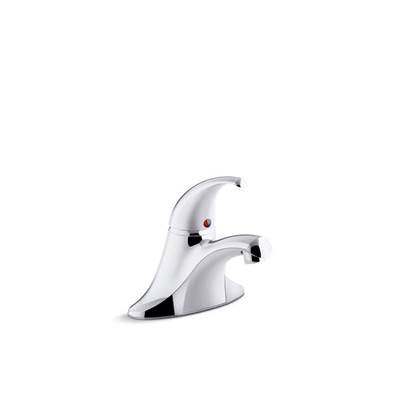 Kohler 15198-4RA-CP- Coralais® Single-handle centerset bathroom sink faucet with grid drain, 0.5 gpm vandal-resistant aerator and red/blue indicator | FaucetExpress.ca