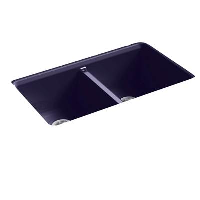 Kohler 8679-5UA3-DGB- Riverby® 33'' x 22'' x 9-5/8'' Undermount double-equal kitchen sink with accessories and 5 oversized faucet holes | FaucetExpress.ca