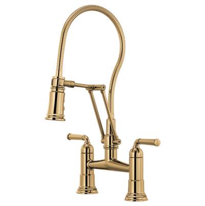 Brizo 62174LF-PG- Two Handle Articulating Bridge Faucet With Finished Hose | FaucetExpress.ca
