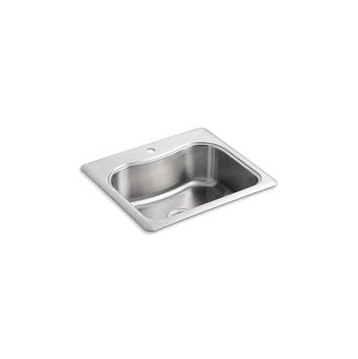 Kohler 3362-1-NA- Staccato 25'' x 22'' x 8-5/16'' top-mount single-bowl kitchen sink with single faucet hole | FaucetExpress.ca