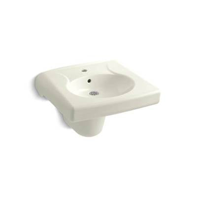 Kohler 1999-1-96- Brenham Wall-mounted or concealed carrier arm mounted commercial bathroom sink and shroud with single faucet hole | FaucetExpress.ca