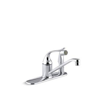 Kohler P15173-F-CP- Coralais® single-handle kitchen sink faucet with sidespray through escutcheon and 8-1/2'' swing spout, project pack | FaucetExpress.ca