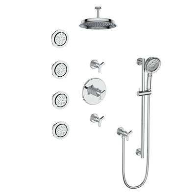 Vogt SET.Z3.142.934.CC- Zehn Thermostatic Set with In-Wall Jets - 4' Ceiling Arm 3/4' Chrome