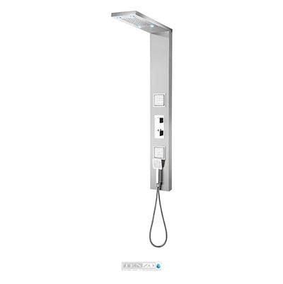 Tenzo TZST- Shower Col. Stainless Steel [Sh. Head Led 2 Jets Hand Shower] Thermo./Diverter Brushed