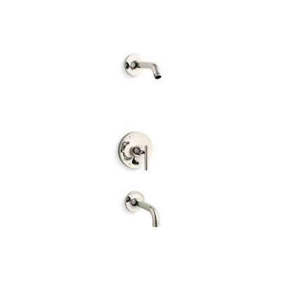 Kohler T14421-4L-SN- Purist® Rite-Temp(R) bath and shower trim set with push-button diverter and lever handle, less showerhead | FaucetExpress.ca