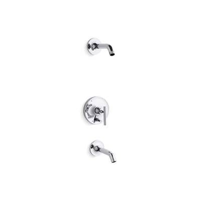 Kohler T14420-4L-CP- Purist® Rite-Temp(R) bath and shower trim set with push-button diverter and lever handle, less showerhead | FaucetExpress.ca