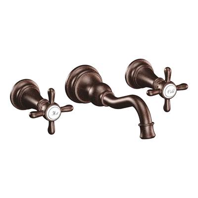 Moen TS42112ORB- Weymouth 2-Handle Wall Mount High-Arc Bathroom Faucet in Oil Rubbed Bronze (Valve Sold Separately)