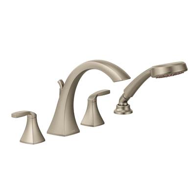 Moen T694BN- Voss 2-Handle High-Arc Roman Tub Faucet Trim Kit with Hand Shower in Brushed Nickel (Valve Not Included)