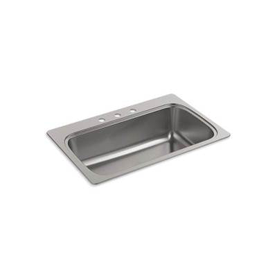 Kohler 20060-3-NA- Verse 33'' x 22'' x 9-5/16'' top-mount single-bowl kitchen sink with 3 faucet holes | FaucetExpress.ca