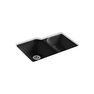 Kohler 5931-4U-7- Executive Chef 33'' x 22'' x 10-5/8'' Undermount large/medium, high/low double-bowl kitchen sink with 4 oversize faucet holes | FaucetExpress.ca