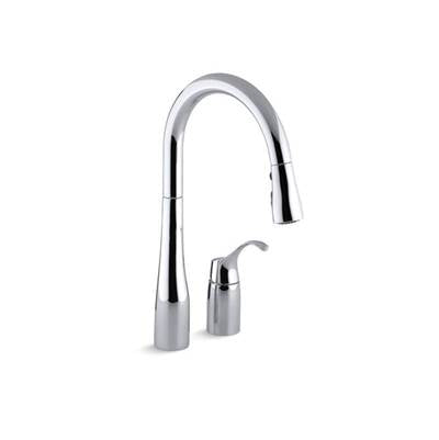 Kohler 647-CP- Simplice® two-hole kitchen sink faucet with 16-1/8'' pull-down swing spout, DockNetik magnetic docking system, and a 3-function spray | FaucetExpress.ca