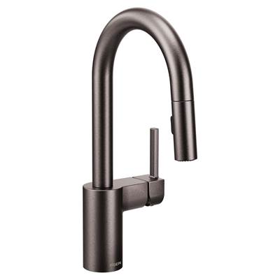 Moen 5965BLS- Align One-Handle Pulldown Modern Bar Faucet with Power Clean featuring Reflex, Black Stainless