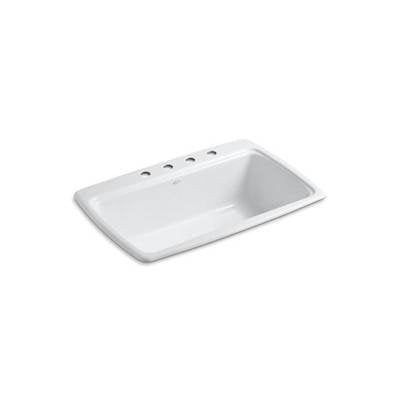 Kohler 5863-4-0- Cape Dory® 33'' x 22'' x 9-5/8'' top-mount single-bowl kitchen sink with 4 faucet holes | FaucetExpress.ca