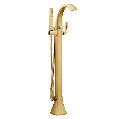 Moen 695BG- Voss 1-Handle Floor Mount Tub Filler in Brushed Gold