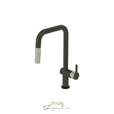 Tenzo CA131-MB-SS- Single-Handle Kitchen Faucet Calozy With Pull-Down & 2-Function Hand Shower Matte Black / Stainless Steel